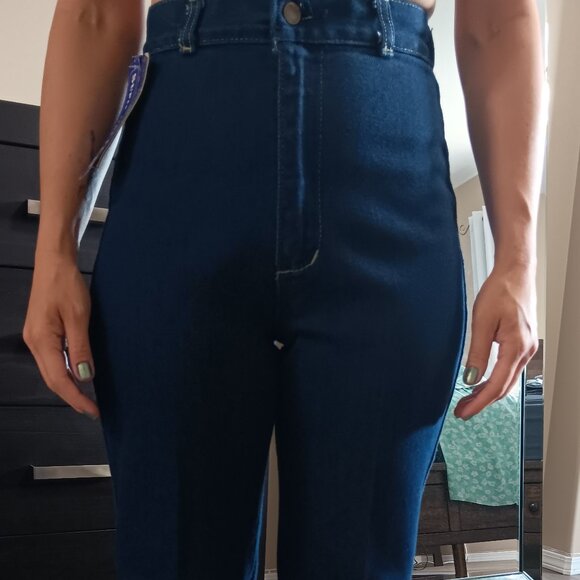 Vintage Bleans Denim Jeans 1970s Dark Wash Stretchy Cotton Deadstock NOS - Picture 1 of 16